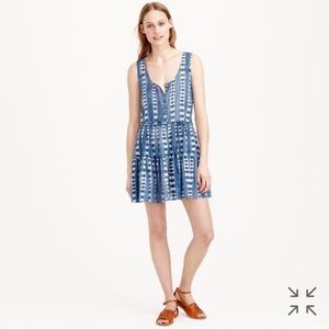 J Crew Henley tank dress faded adire ikat shibori